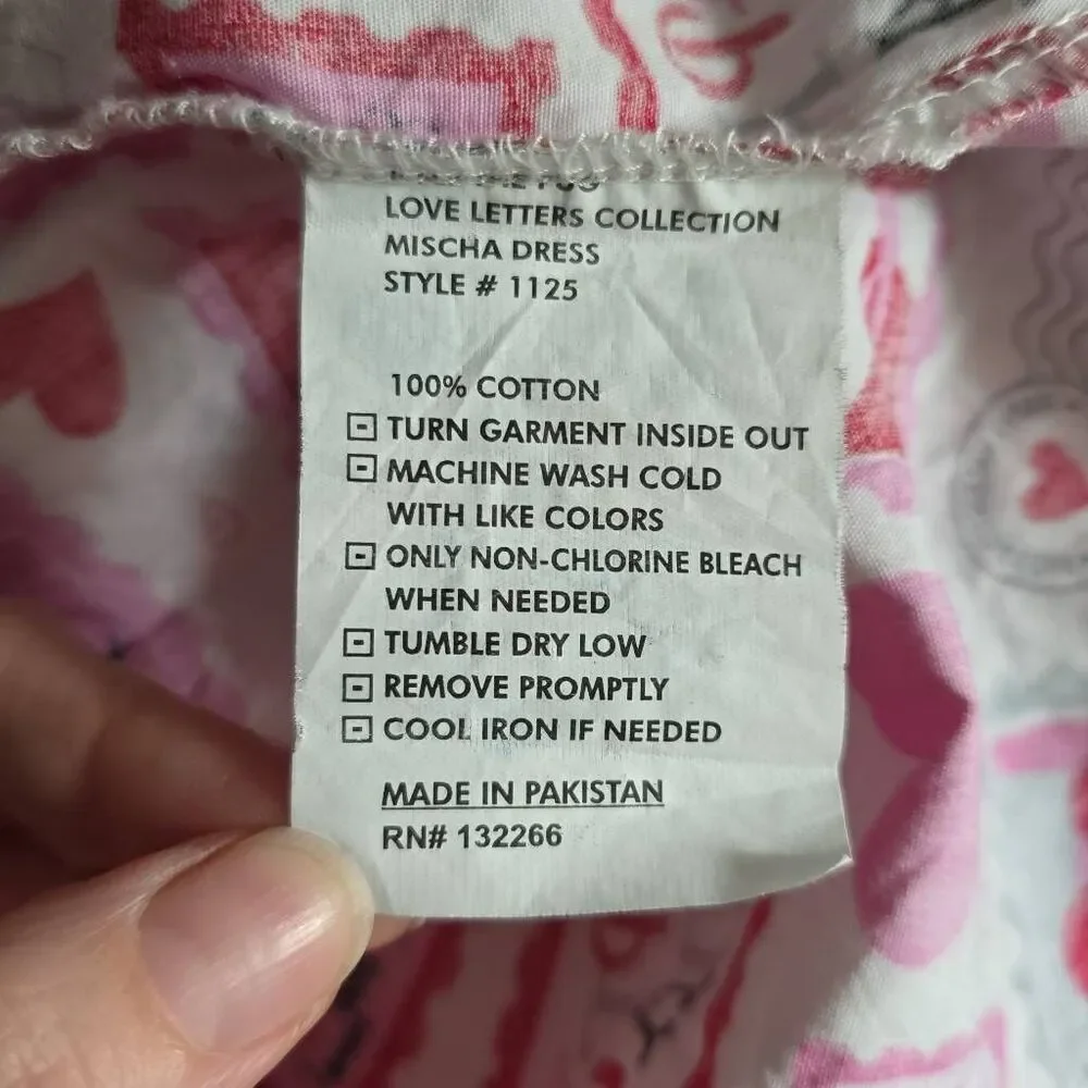 Jelly The Pug Girl's Size 6 Red Pink Mischa Valentines Love Letters Dress